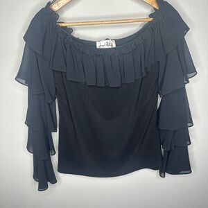 Joseph Ribkoff vintage Black Ruffle Blouse